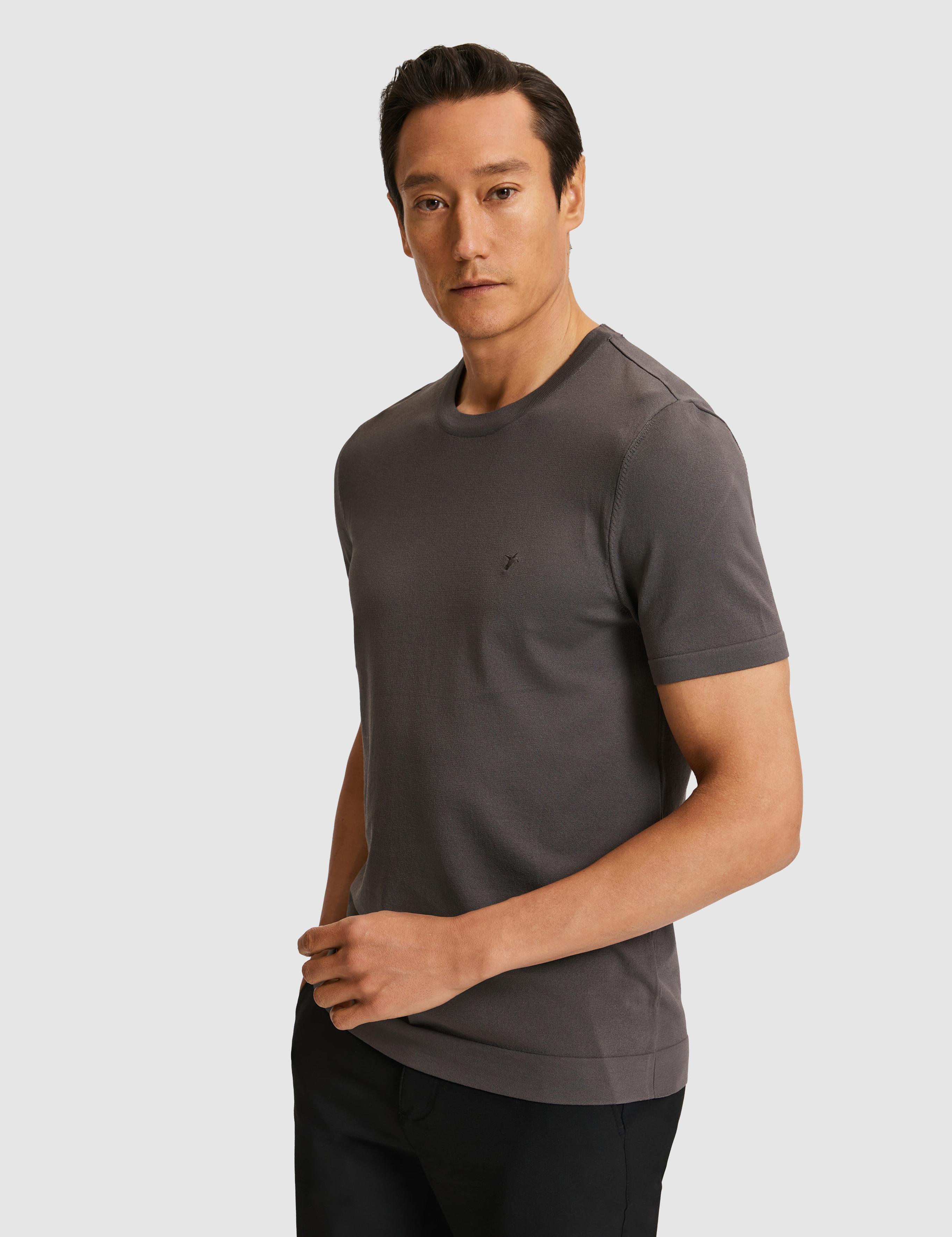 Antrasit Slim Fit Bisiklet Yaka Triko T-shirt - 50323863029