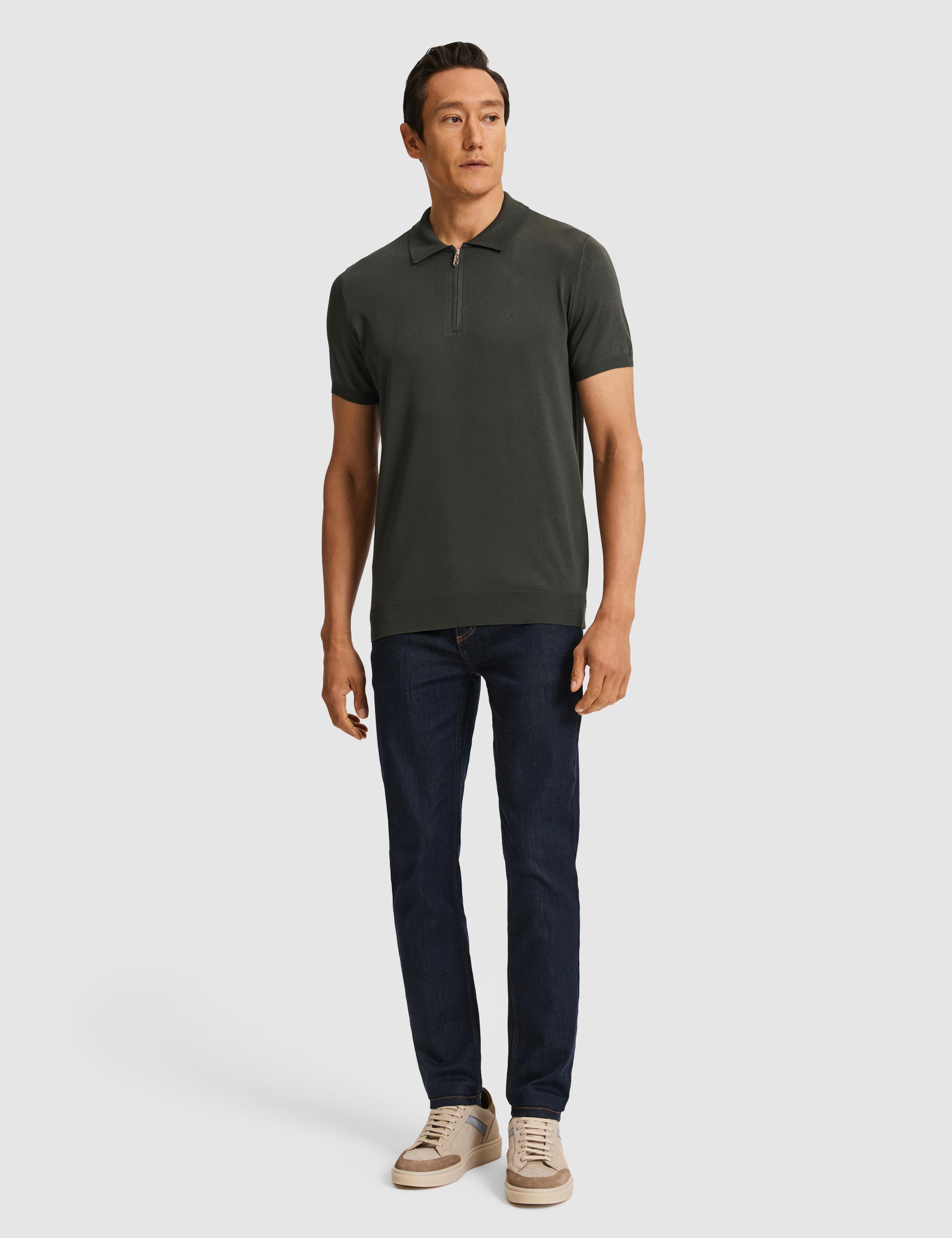 Haki Slim Fit Fermuarlı Polo Yaka Triko T-shirt - 50328381001