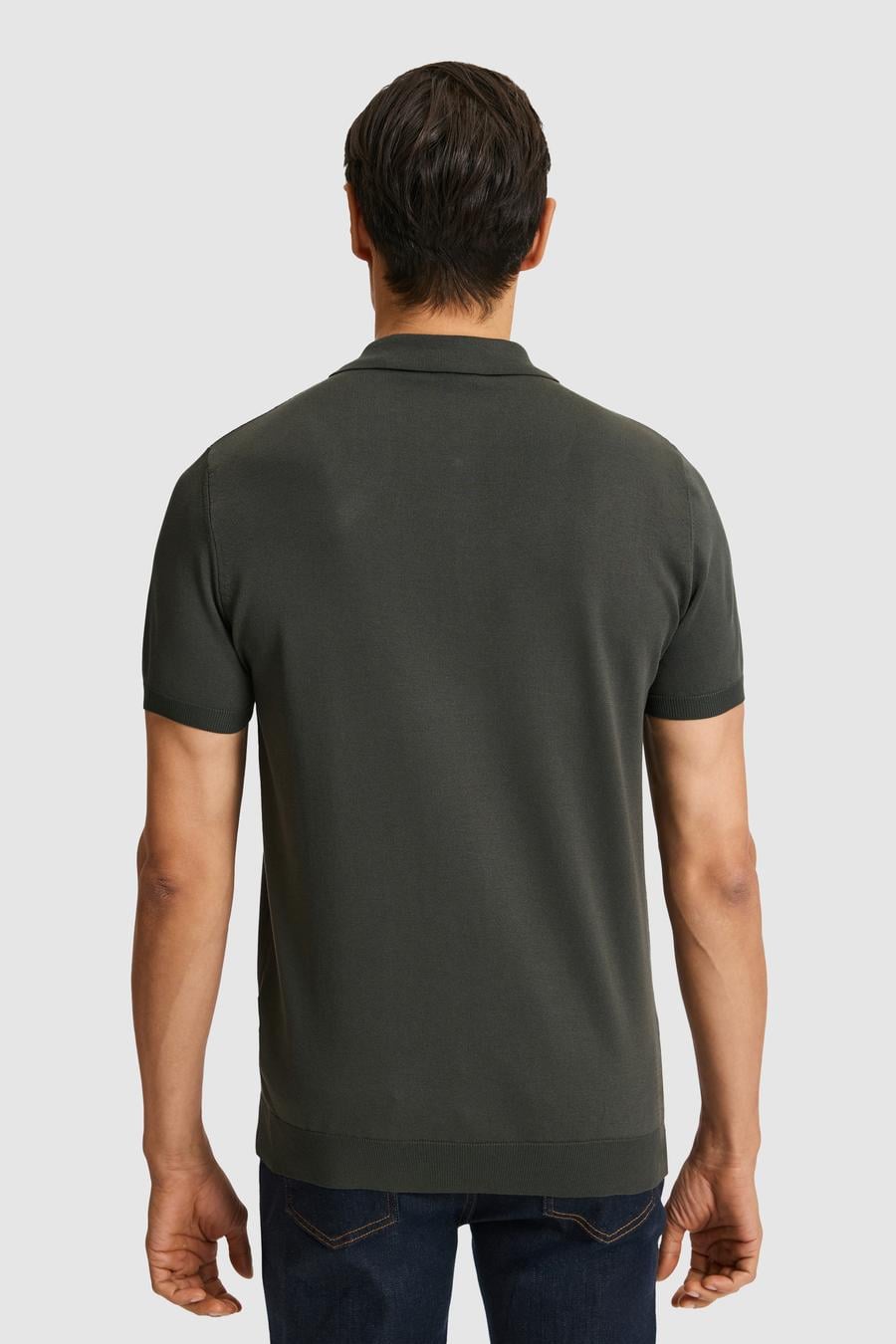 Haki Slim Fit Fermuarlı Polo Yaka Triko T-shirt - 50328381001