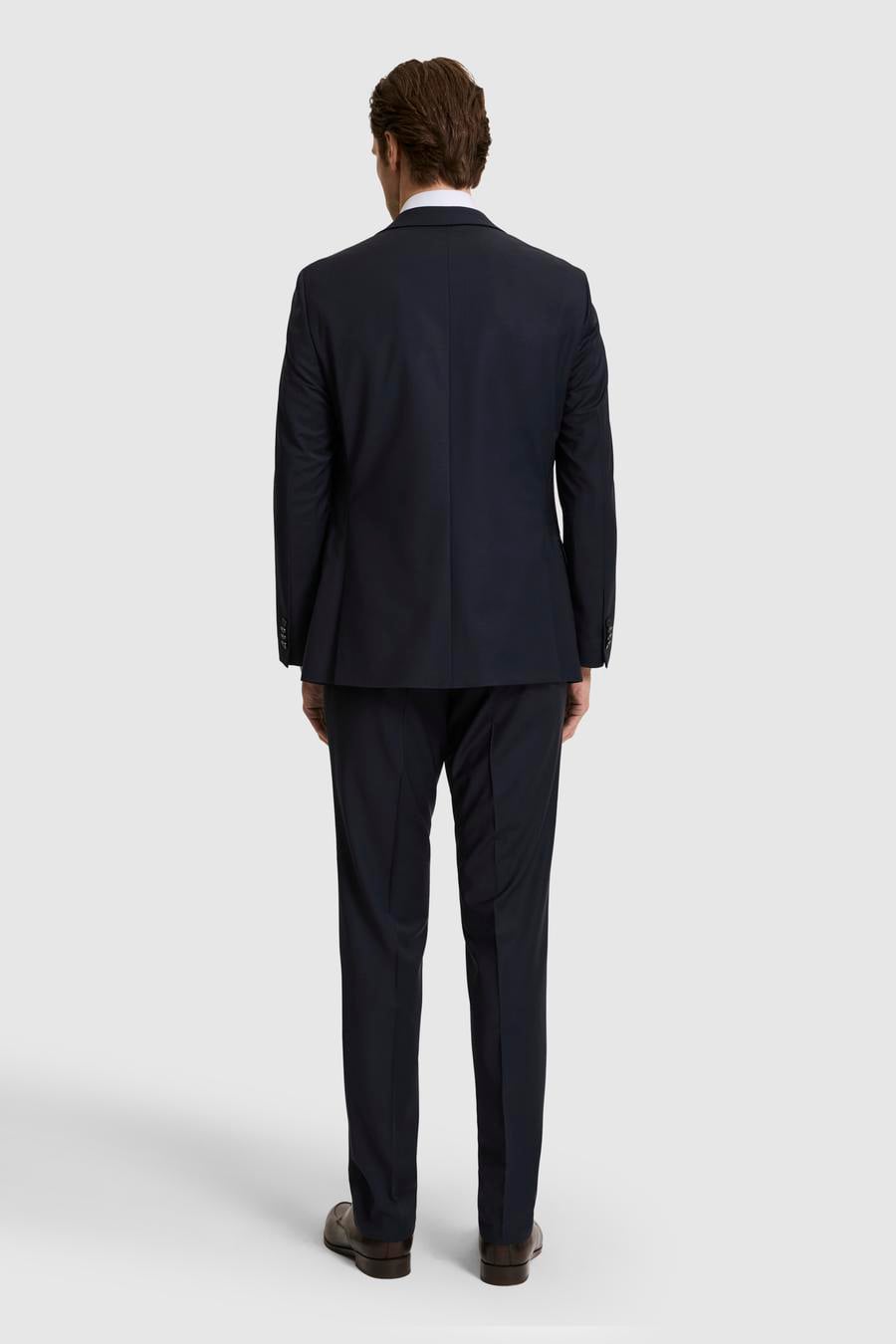 Lacivert Slim Fit Mono Yaka Yün Karışımlı Takım Elbise - 50327895011
