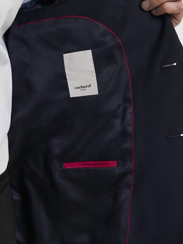 Lacivert Slim Fit Mono Yaka Yün Karışımlı Takım Elbise