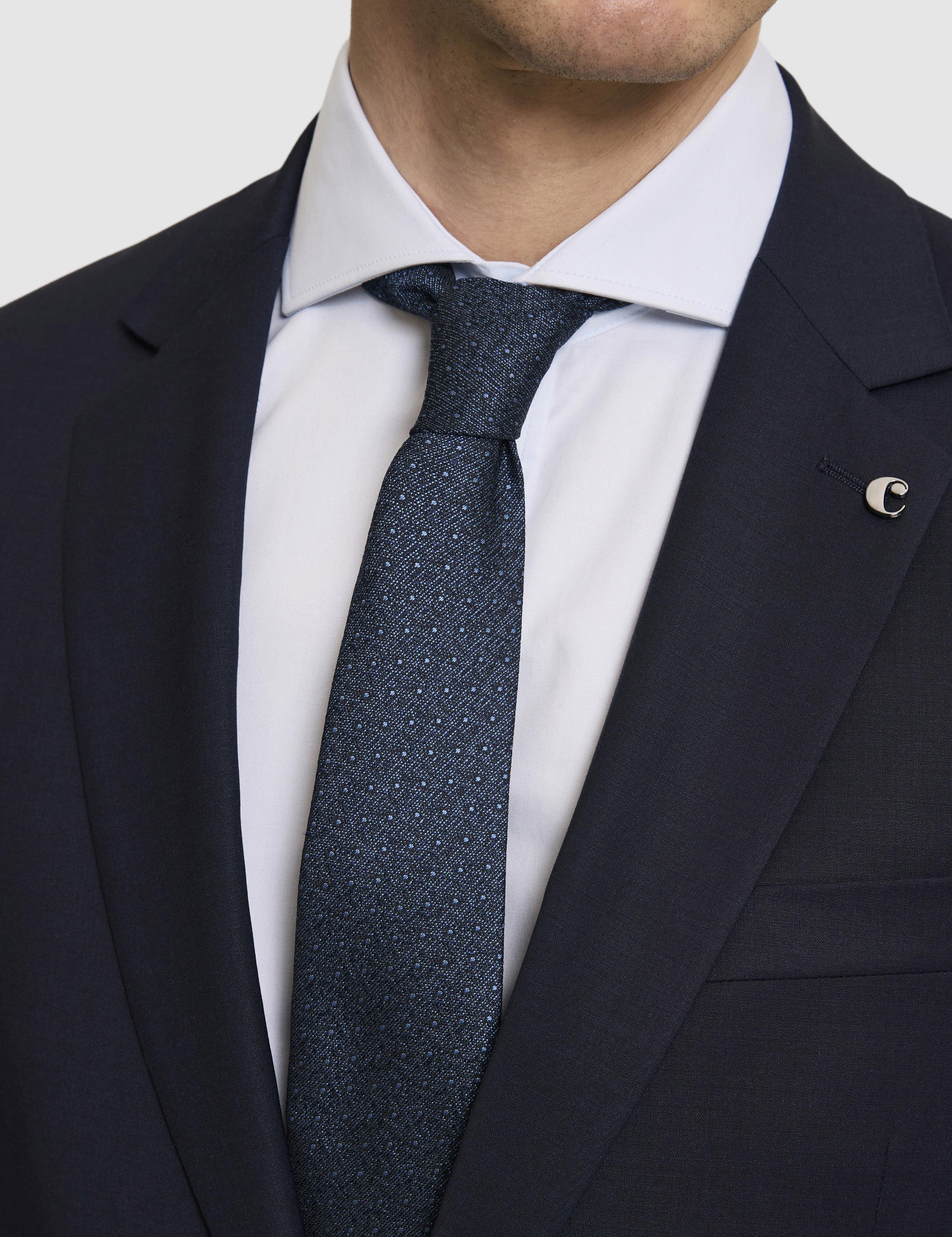 Lacivert Slim Fit Mono Yaka Yün Karışımlı Takım Elbise - 50327895011