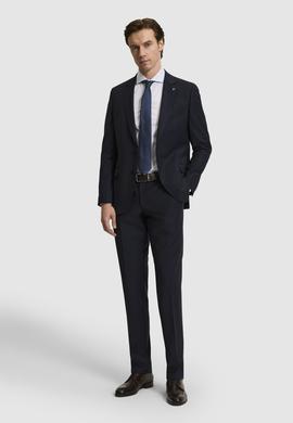 Lacivert Slim Fit Mono Yaka Yün Karışımlı Takım Elbise