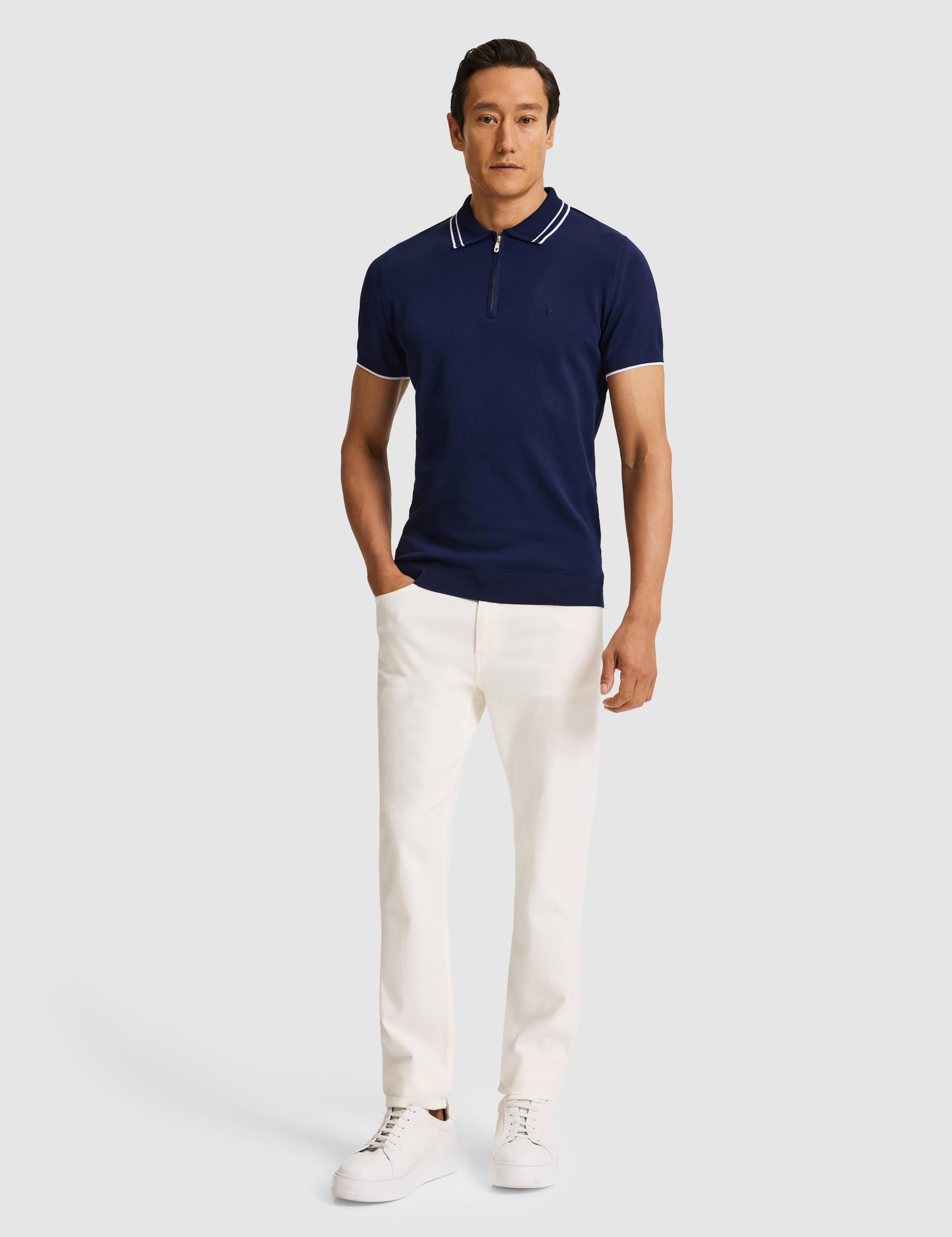 Lacivert Slim Fit Fermuarlı Polo Yaka Triko T-shirt - 50328360020