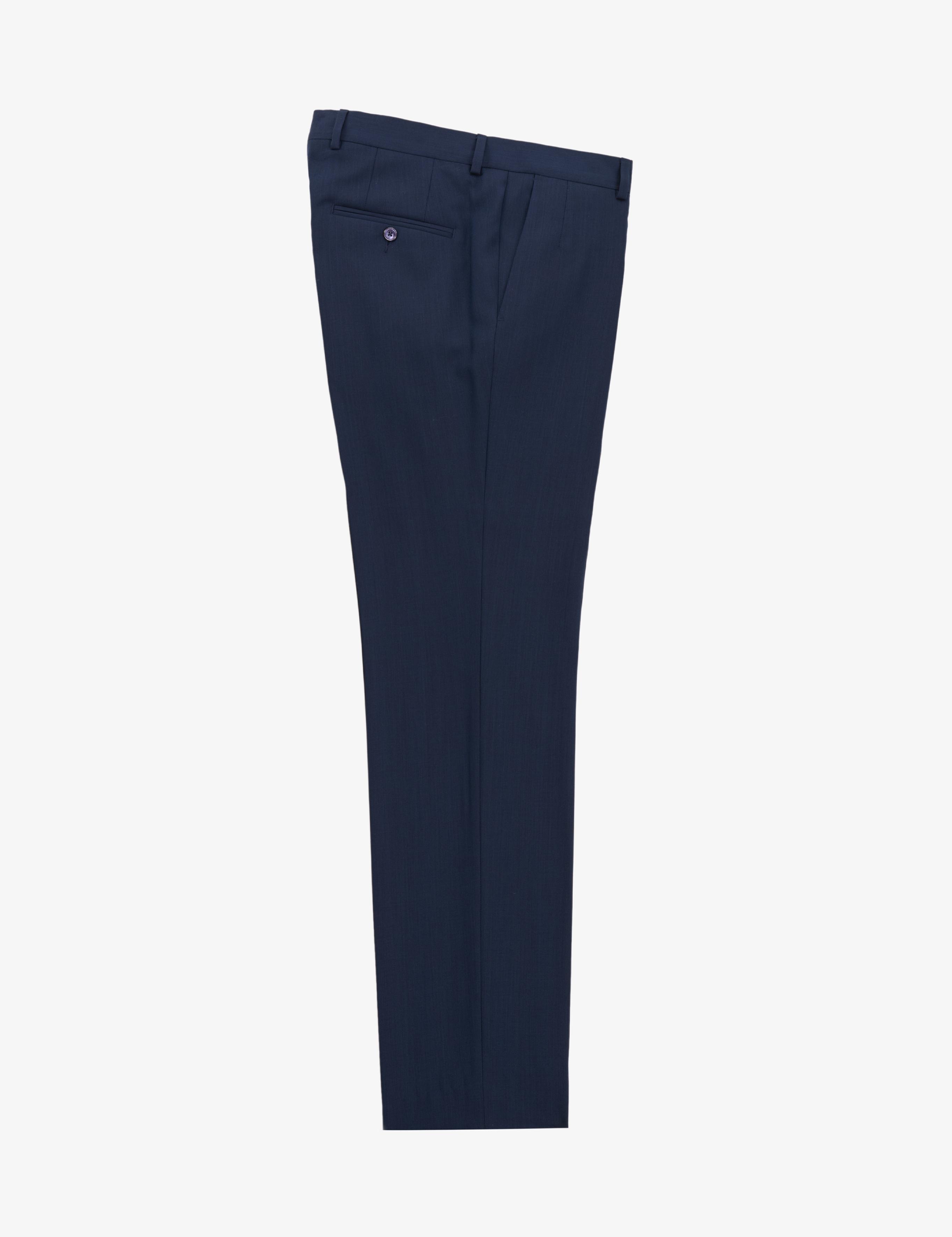 Lacivert Slim Fit Yün İpek Karışımlı Kırlangıç Yaka Kruvaze Takım Elbise - 50319130017