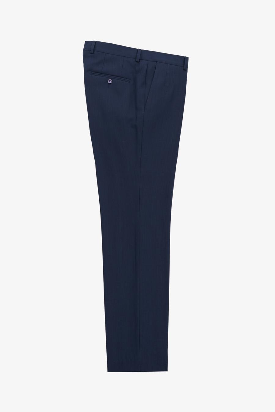 Lacivert Slim Fit Yün İpek Karışımlı Kırlangıç Yaka Kruvaze Takım Elbise - 50319130017