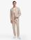 Bej Slim Fit Mono Yaka Keten Karışımlı Takım Elbise