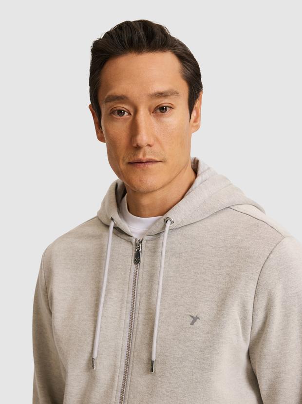 Taş Regular Fit Pamuk Karışımlı Kapüşonlu Tam Fermuarlı Sweatshirt
