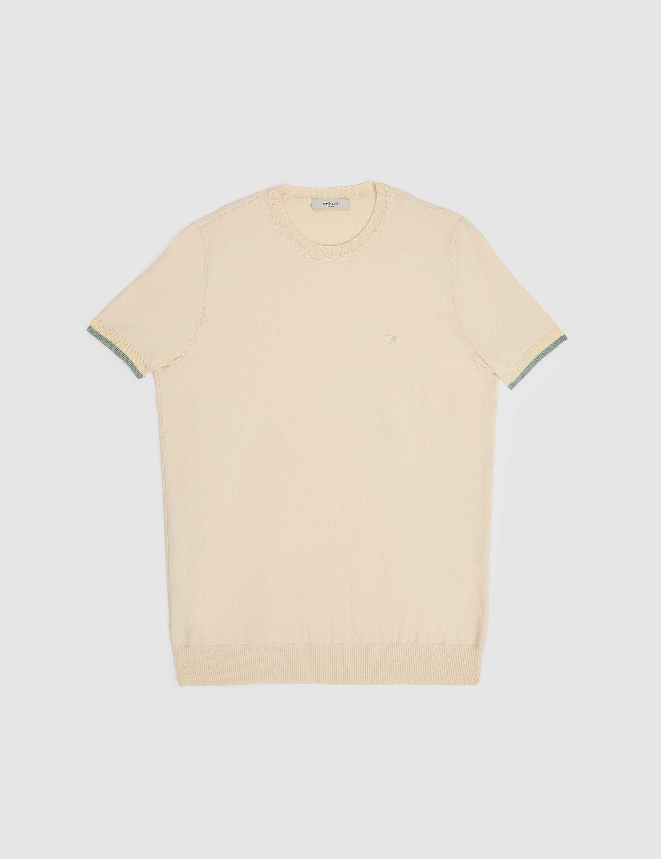 Ekru Slim Fit %100 Pamuk Bisiklet Yaka Triko T-shirt - 50300809011