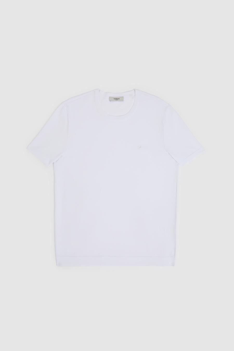 Beyaz Slim Fit Bisiklet Yaka Triko T-shirt - 50323863001