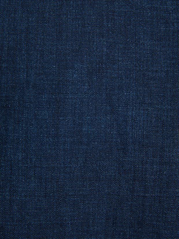Lacivert Slim Fit Beli Lastikli %100 Keten Pantolon