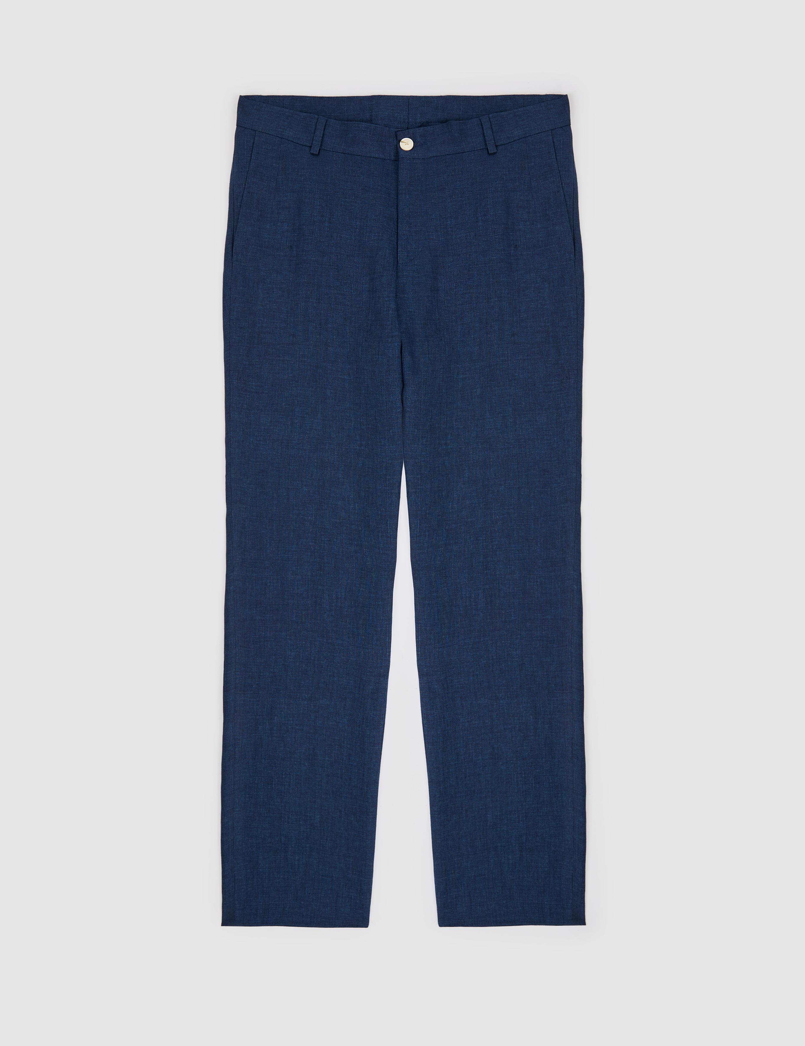 Lacivert Slim Fit Beli Lastikli %100 Keten Pantolon - 50324475048