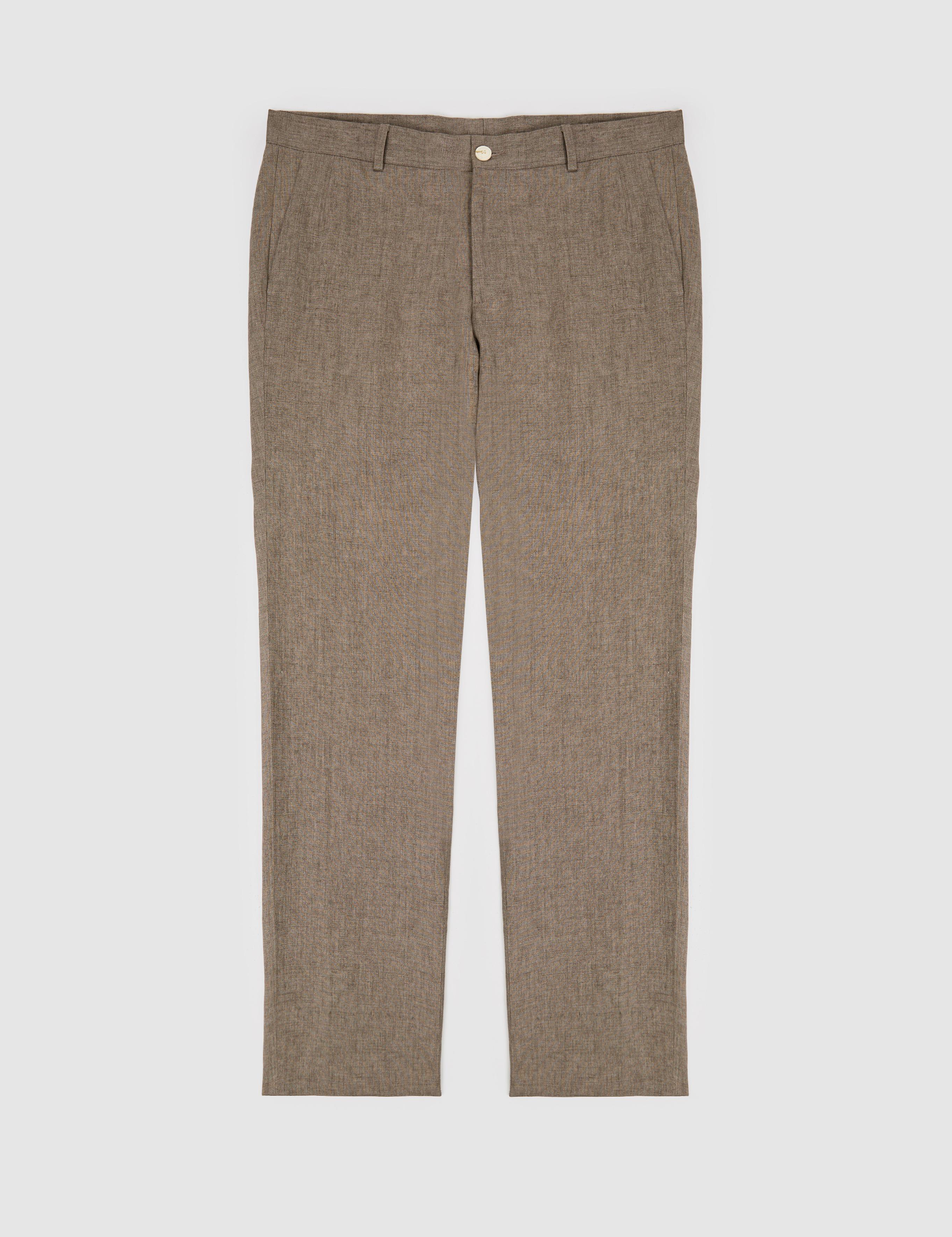 Kahverengi Slim Fit Beli Lastikli %100 Keten Pantolon - 50324475092