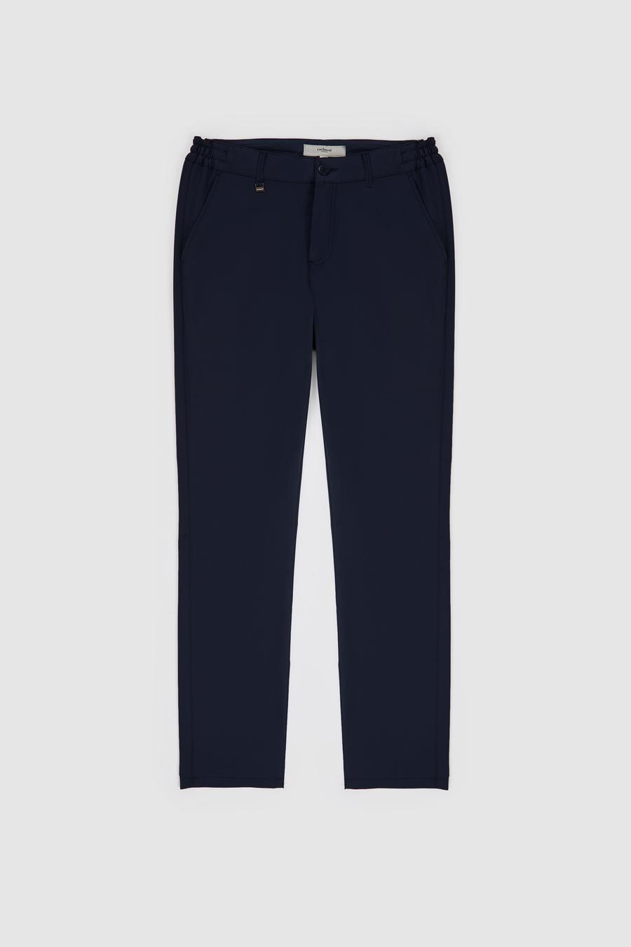 Lacivert Slim Fit Pamuk Karışımlı Beli Lastikli Kanvas Pantolon - 50321098008