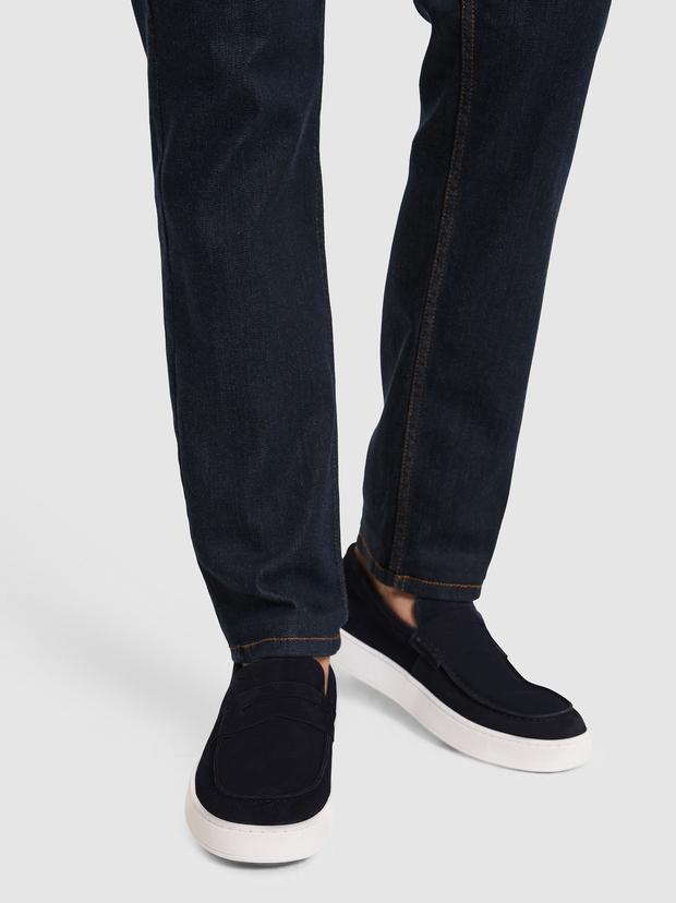 Lacivert %100 Deri Süet Loafer Ayakkabı