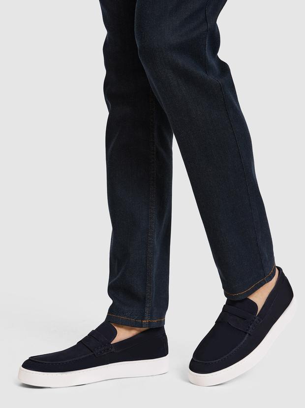 Lacivert %100 Deri Süet Loafer Ayakkabı