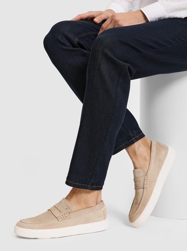 Bej %100 Deri Süet Loafer Ayakkabı