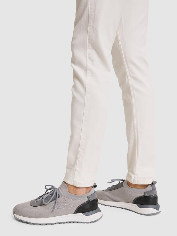 Açık Gri %100 Deri Sneaker Ayakkabı