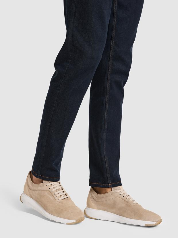 Bej %100 Deri Süet Sneaker Ayakkabı