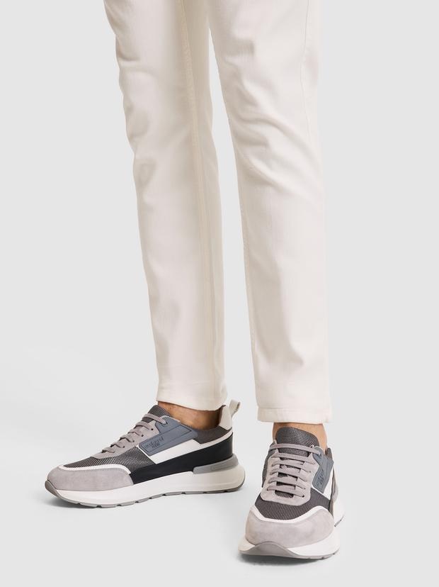 Açık Gri %100 Deri Sneaker Ayakkabı
