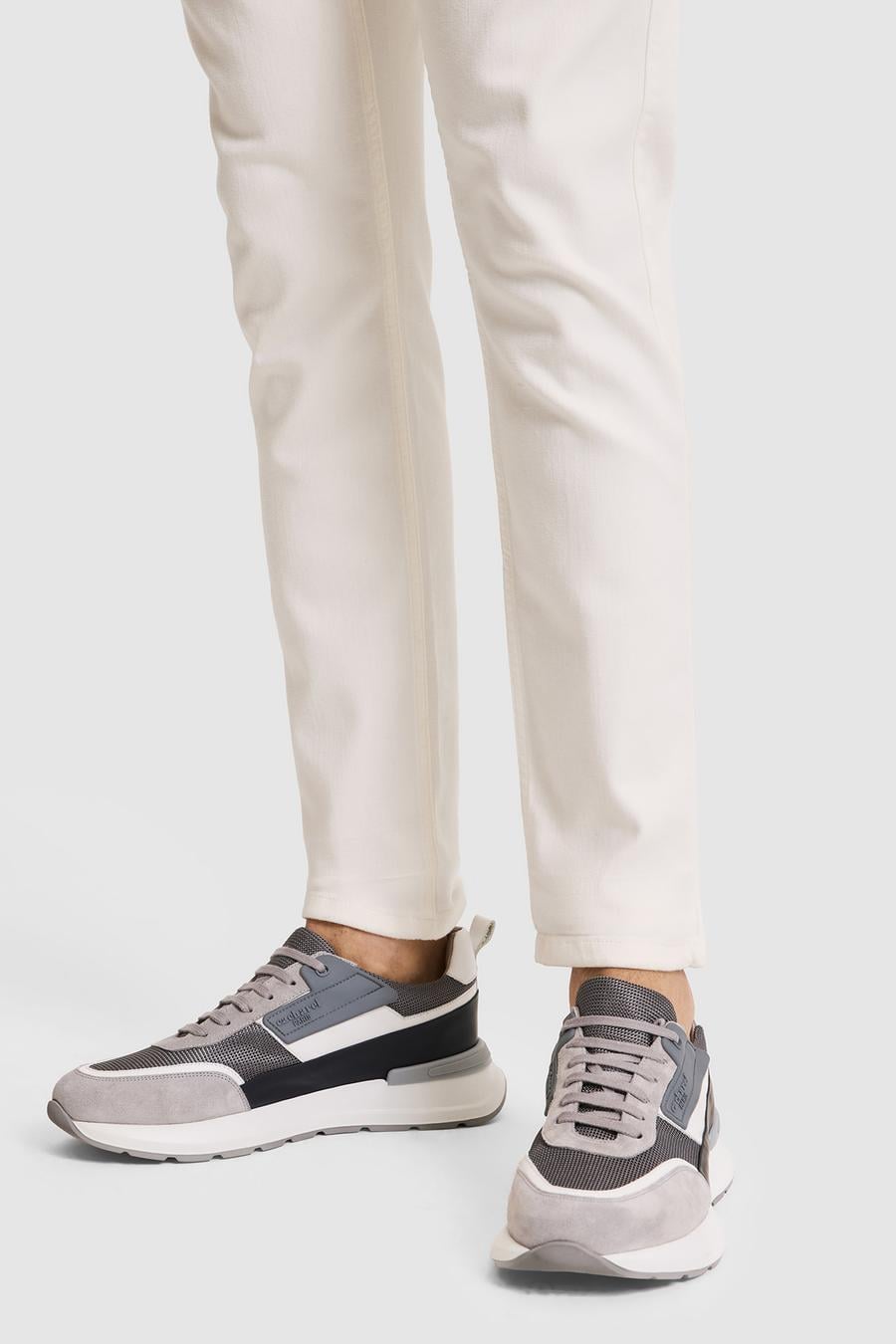 Açık Gri %100 Deri Sneaker Ayakkabı - 50322768004