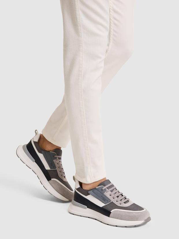 Açık Gri %100 Deri Sneaker Ayakkabı
