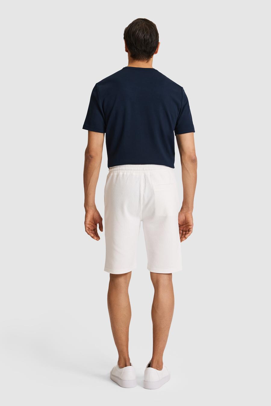 Beyaz Slim Fit Pamuk Karışımlı Gofre Şort - 50320617019