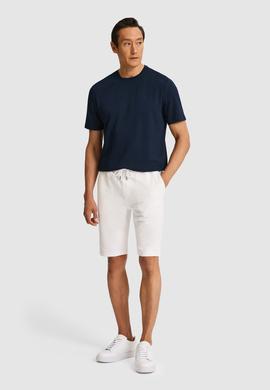Beyaz Slim Fit Pamuk Karışımlı Gofre Şort