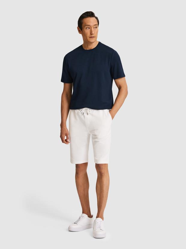 Beyaz Slim Fit Pamuk Karışımlı Gofre Şort