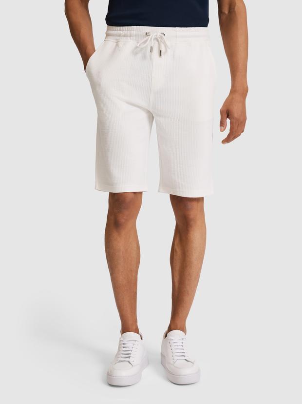 Beyaz Slim Fit Pamuk Karışımlı Gofre Şort