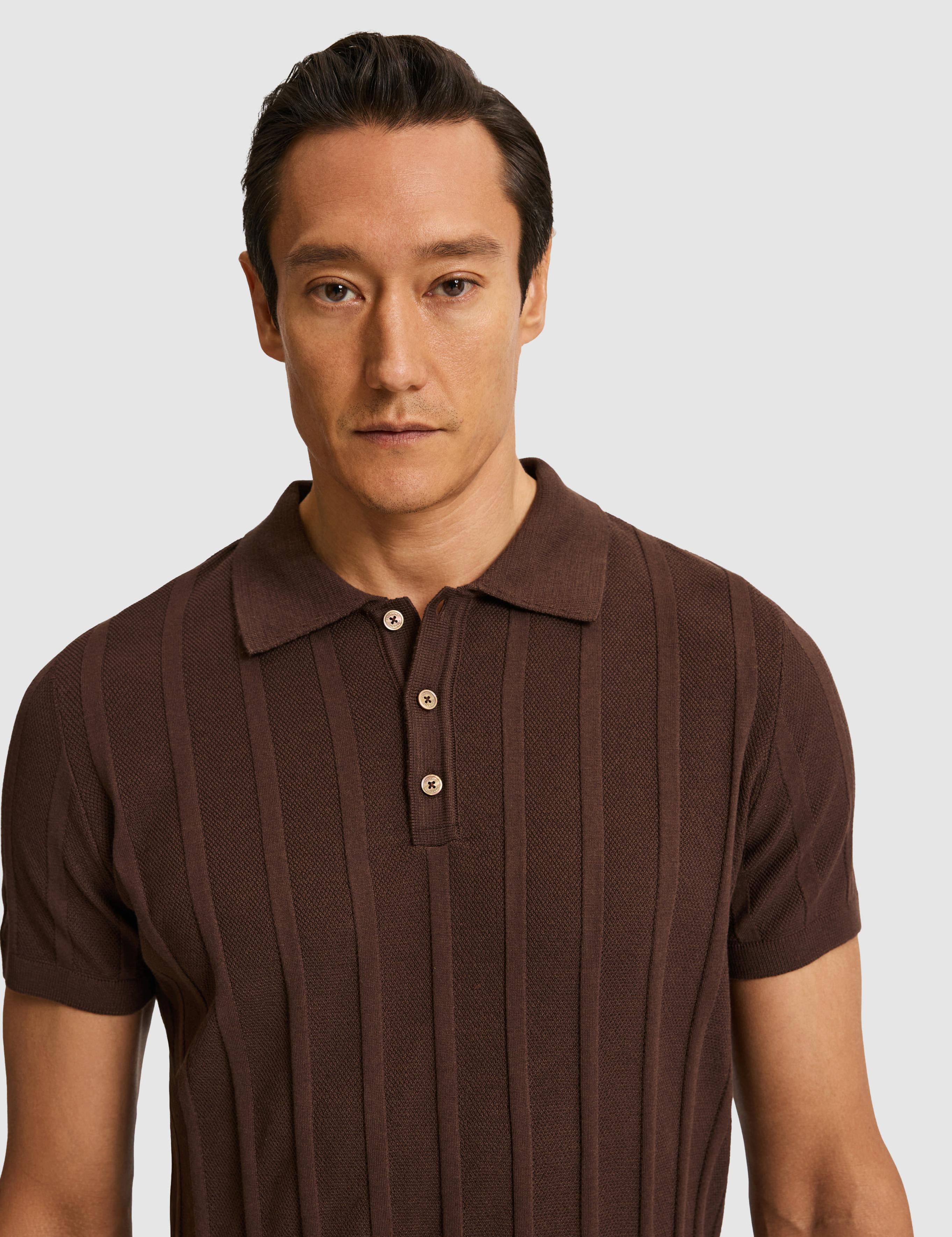 Kahverengi Slim Fit Pamuk Karışımlı Polo Yaka Triko T-shirt - 50328370019