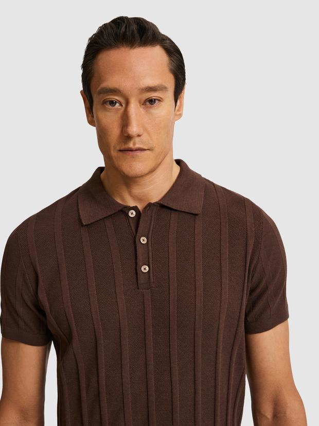 Kahverengi Slim Fit Pamuk Karışımlı Polo Yaka Triko T-shirt