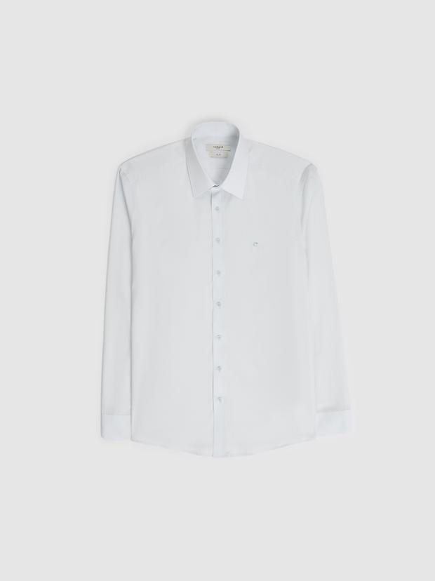 Açık Mavi Slim Fit Pamuk Klasik Gömlek