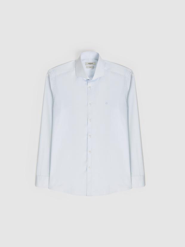 Açık Mavi Slim Fit Pamuk Klasik Gömlek