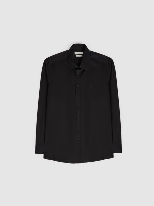 Siyah Slim Fit Pamuklu Klasik Gömlek