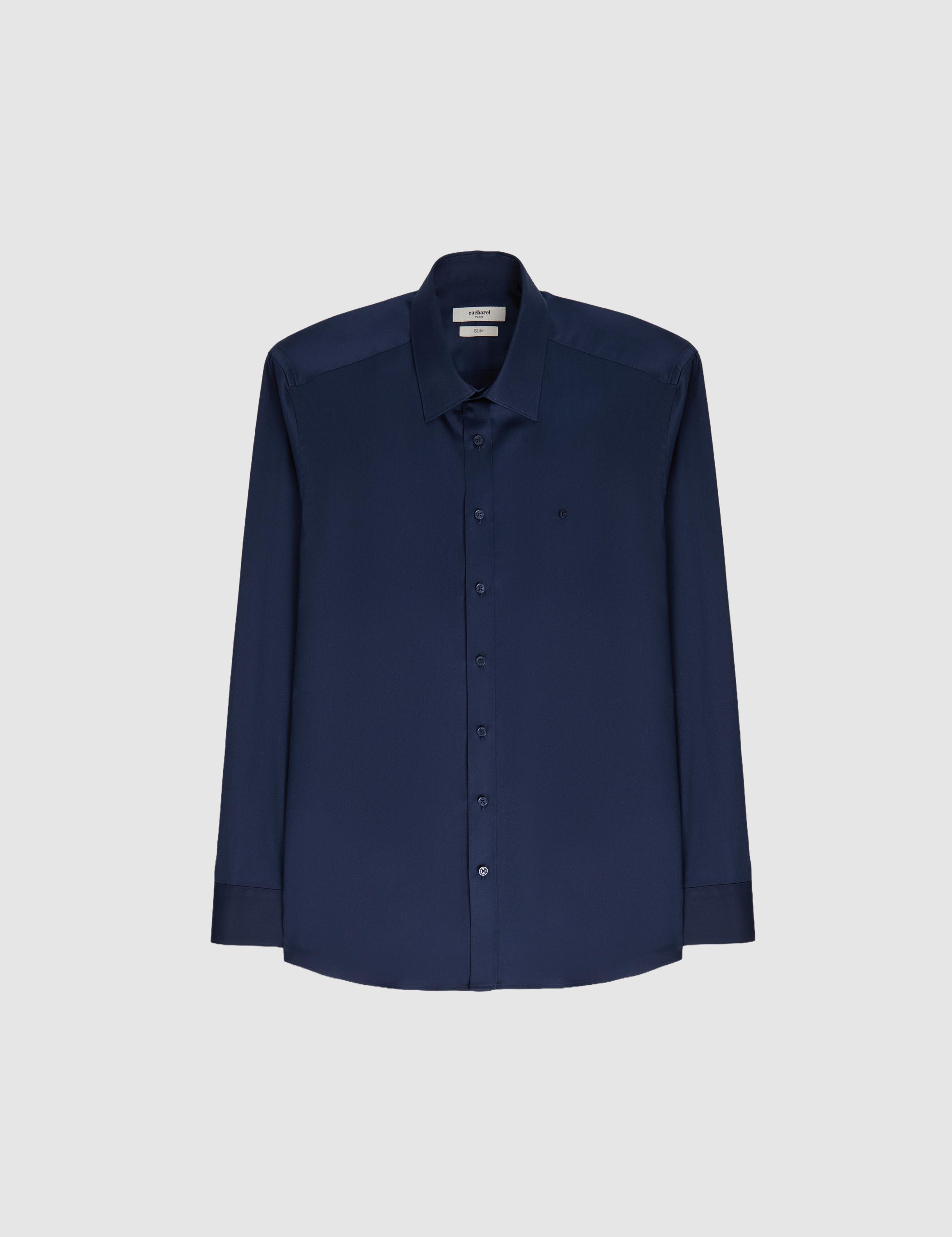 Lacivert Slim Fit Pamuklu Klasik Gömlek - 50311551056