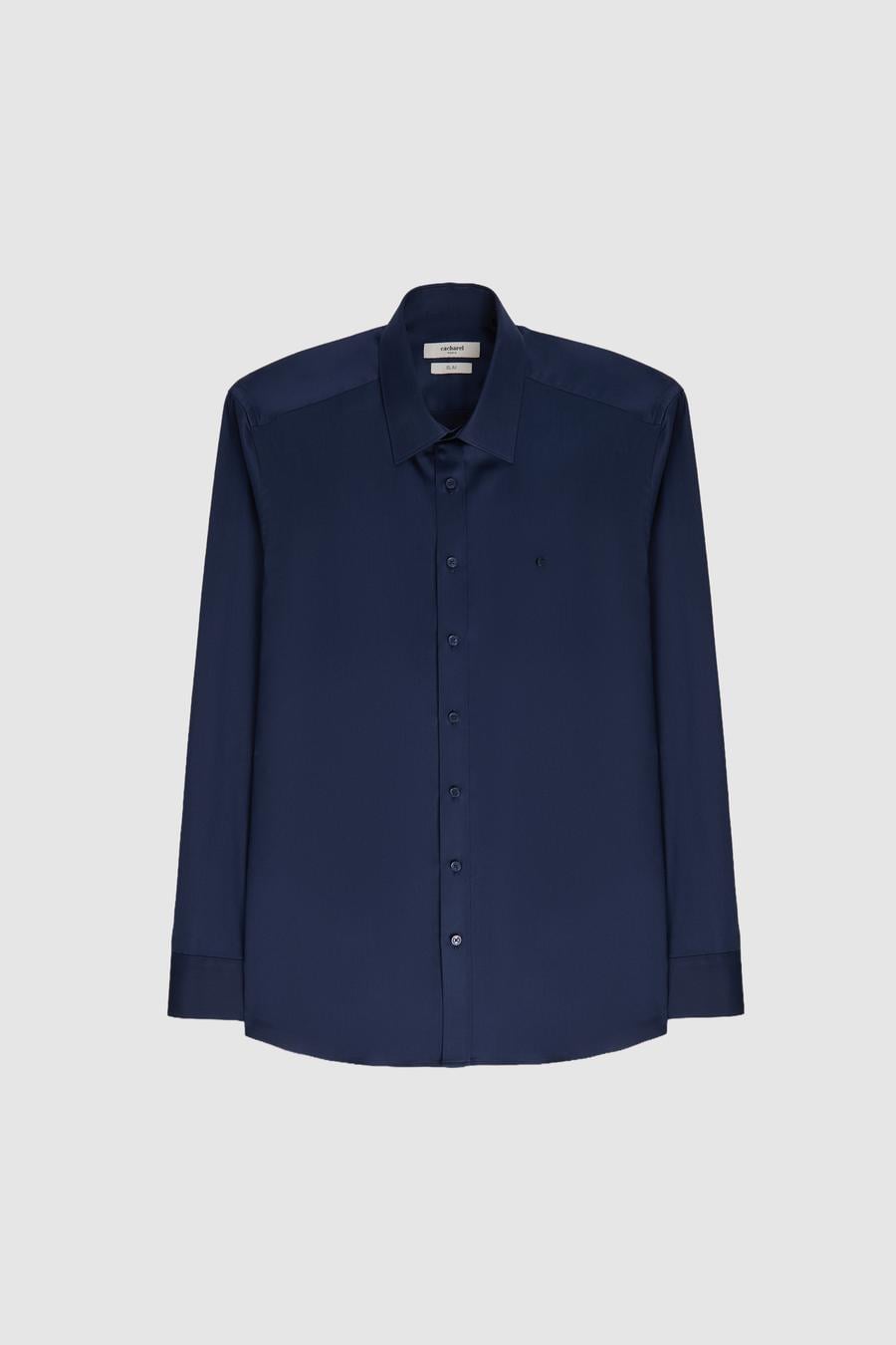 Lacivert Slim Fit Pamuklu Klasik Gömlek - 50311551056