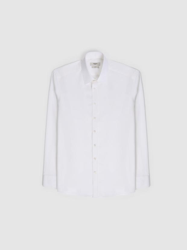 Beyaz Slim Fit Pamuklu Klasik Gömlek