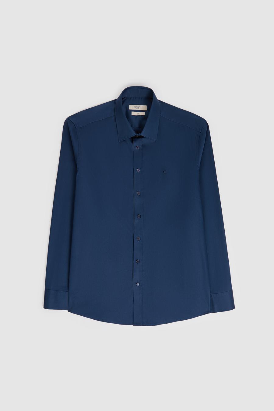 Lacivert Slim Fit Klasik Yaka Basic Gömlek - 50304037089