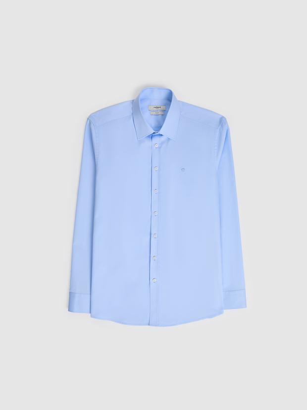 Mavi Slim Fit Klasik Yaka Basic Gömlek