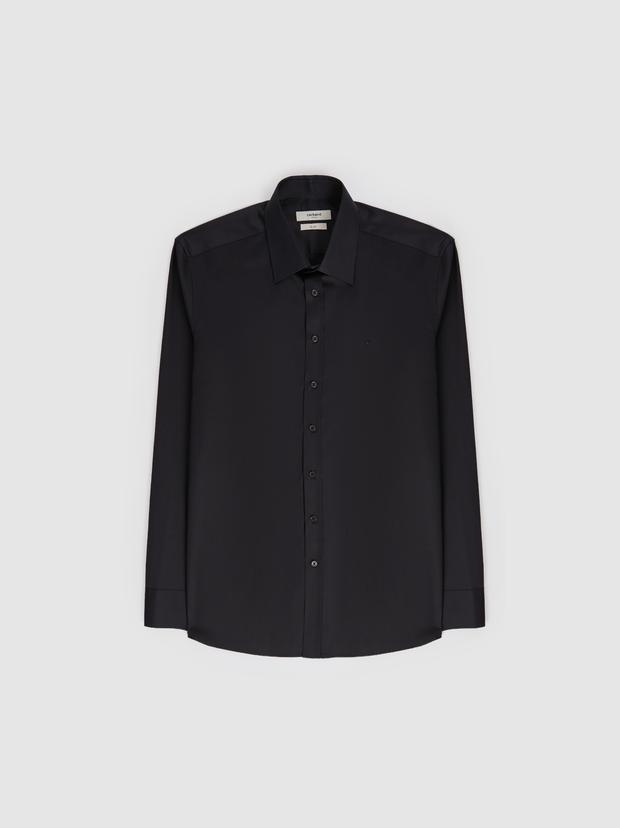 Siyah Slim Fit Klasik Yaka Basic Gömlek