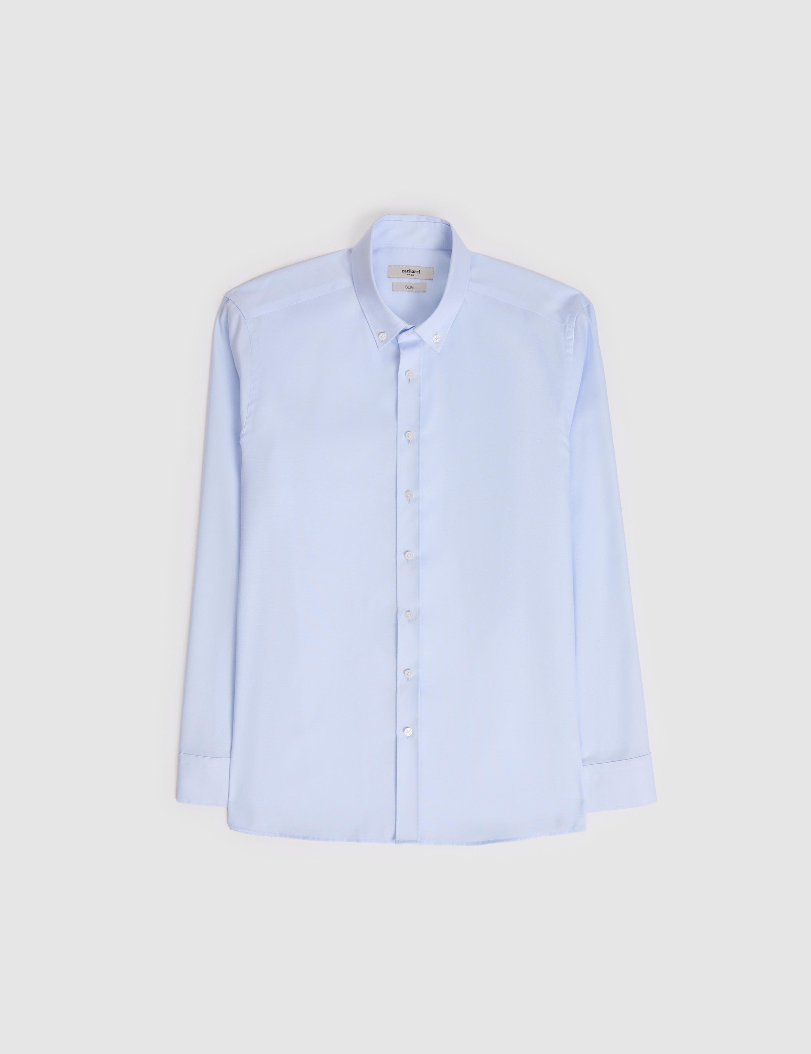 Açık Mavi Slim Fit %100 Pamuk Yakası Düğmeli Oxford Gömlek - 50325041027