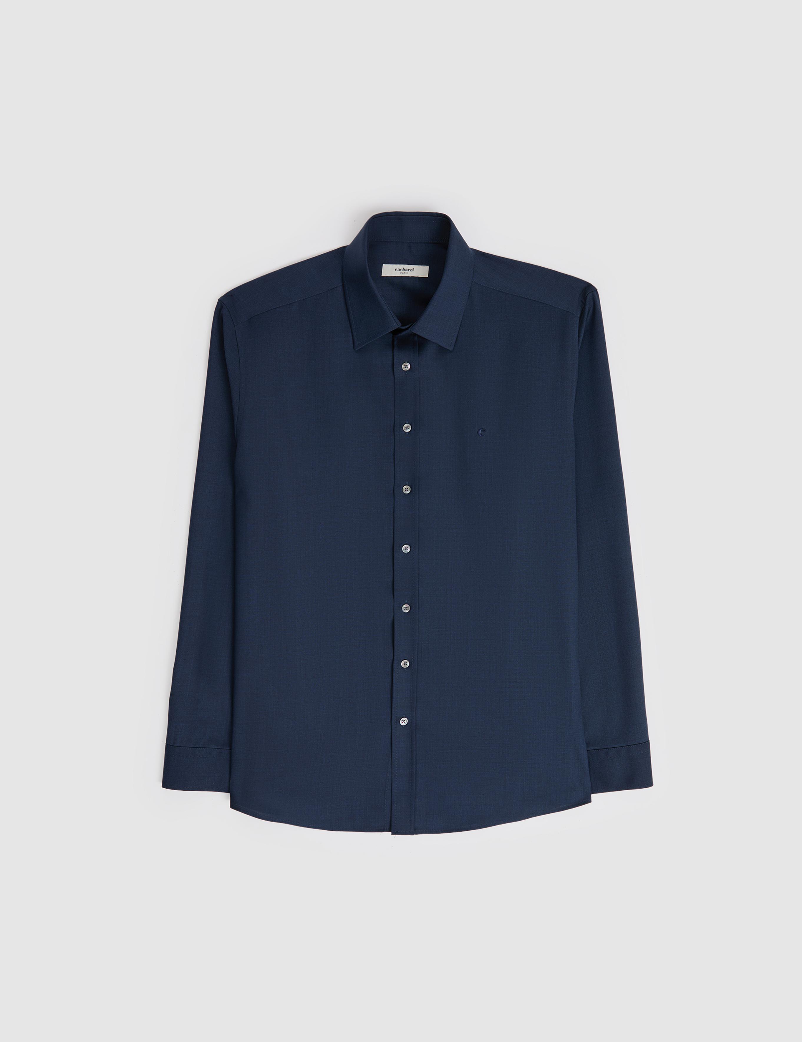 Lacivert Regular Fit %100 Yün Klasik Yaka Gömlek - 50326161009