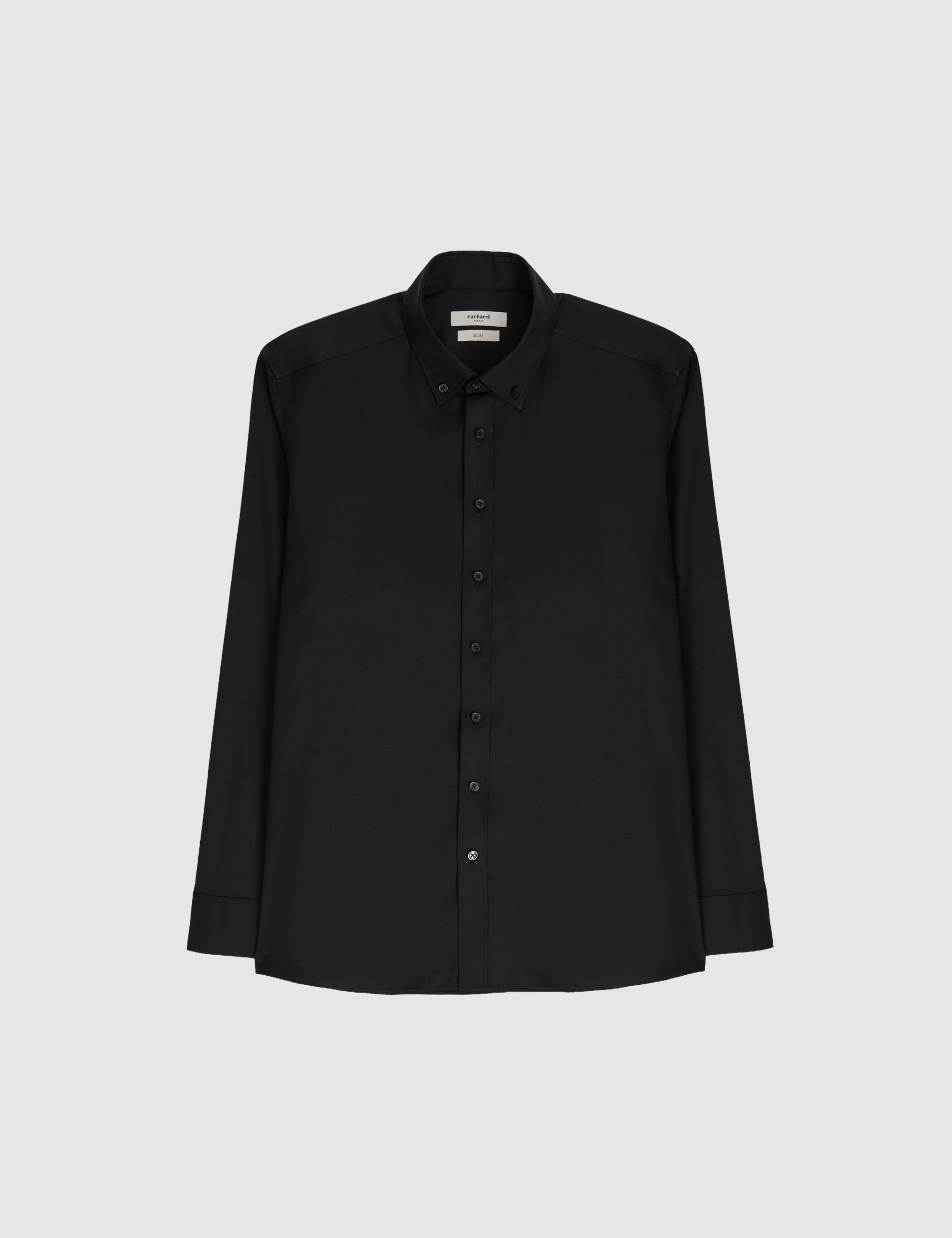 Siyah Slim Fit %100 Pamuk Yakası Düğmeli Oxford Gömlek - 50325041044