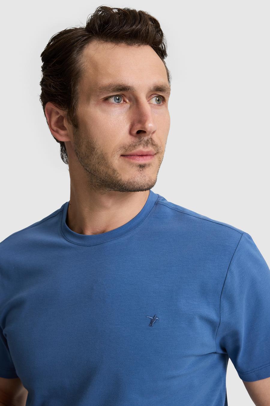 İndigo Slim Fit Pamuk Karışımlı Bisiklet Yaka Basic T-shirt - 50328373043