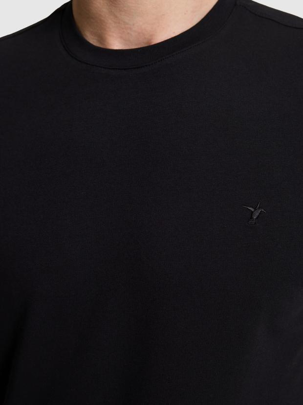 Siyah Slim Fit Pamuk Karışımlı Bisiklet Yaka Basic T-shirt