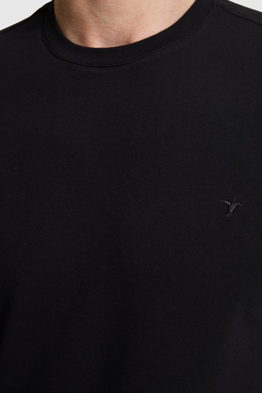 Siyah Slim Fit Pamuk Karışımlı Bisiklet Yaka Basic T-shirt - 50328373069