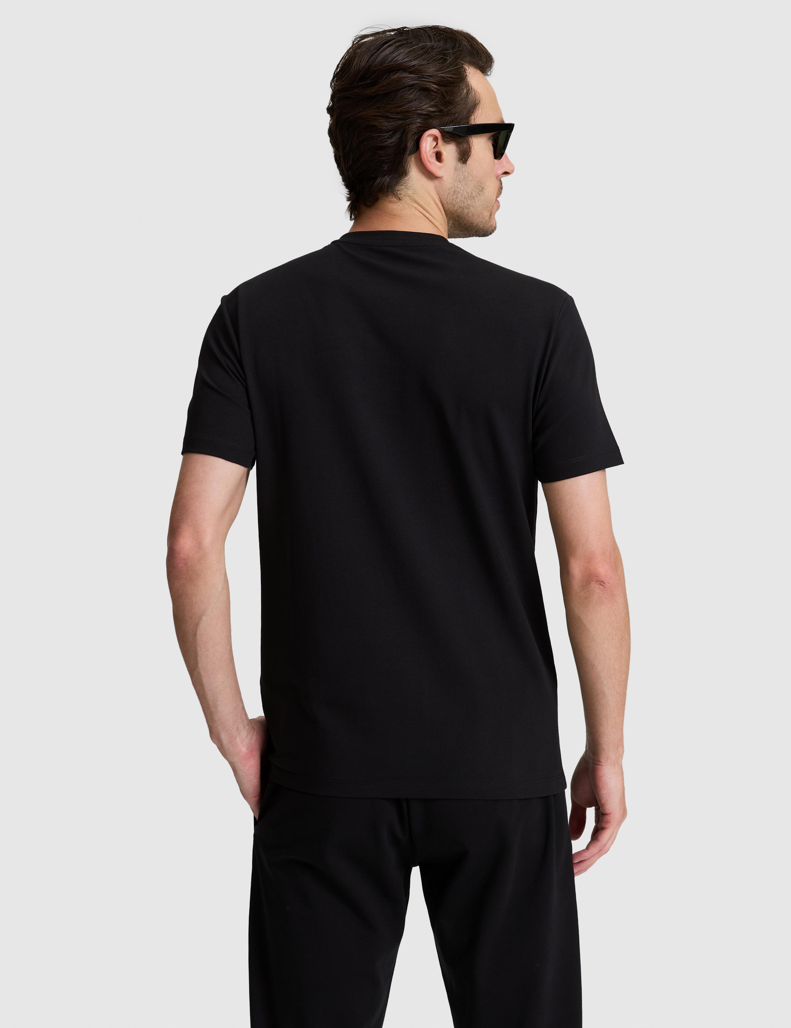 Siyah Slim Fit Pamuk Karışımlı Bisiklet Yaka Basic T-shirt - 50328373069