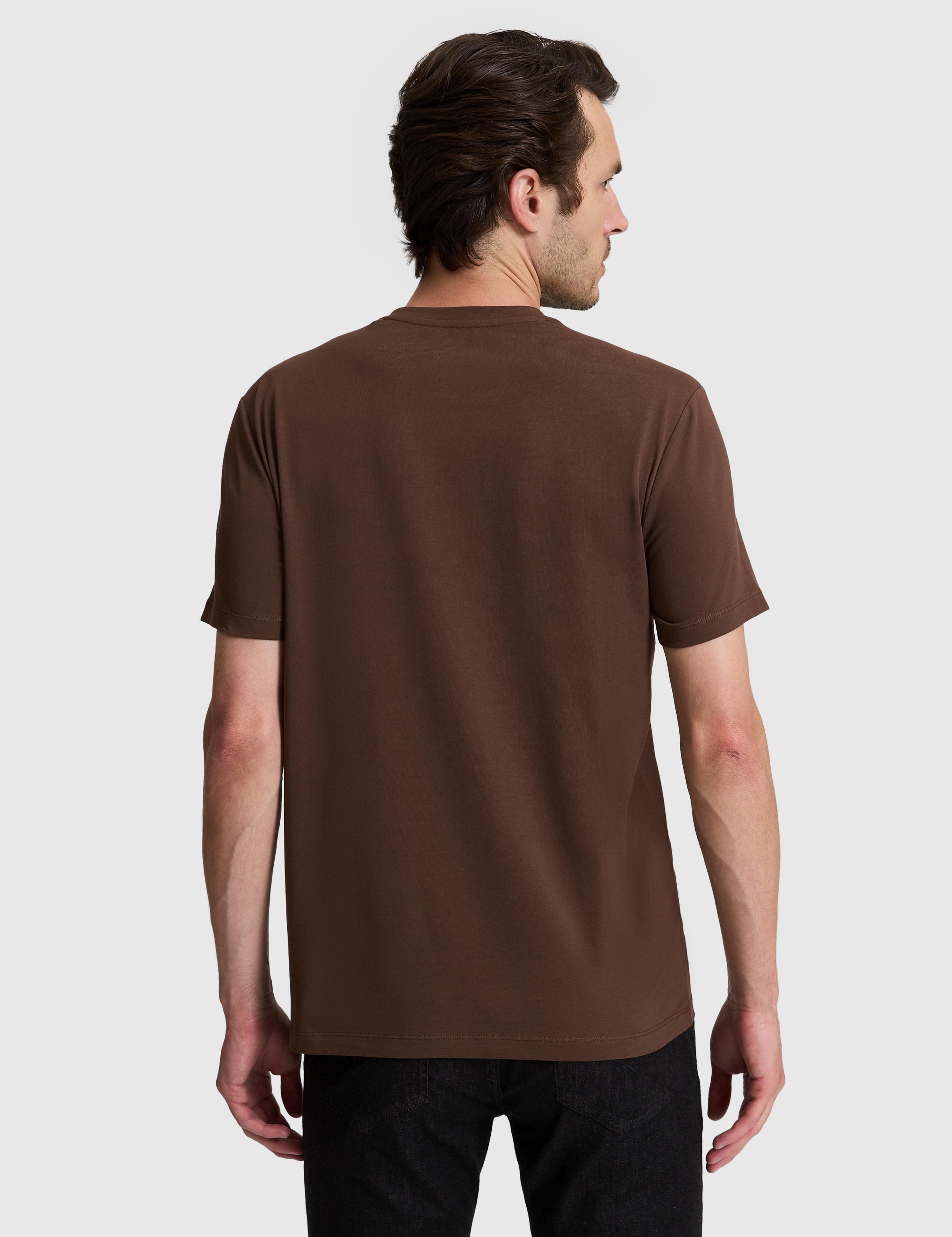 Kahverengi Slim Fit Pamuk Karışımlı Bisiklet Yaka Basic T-shirt - 50328373054