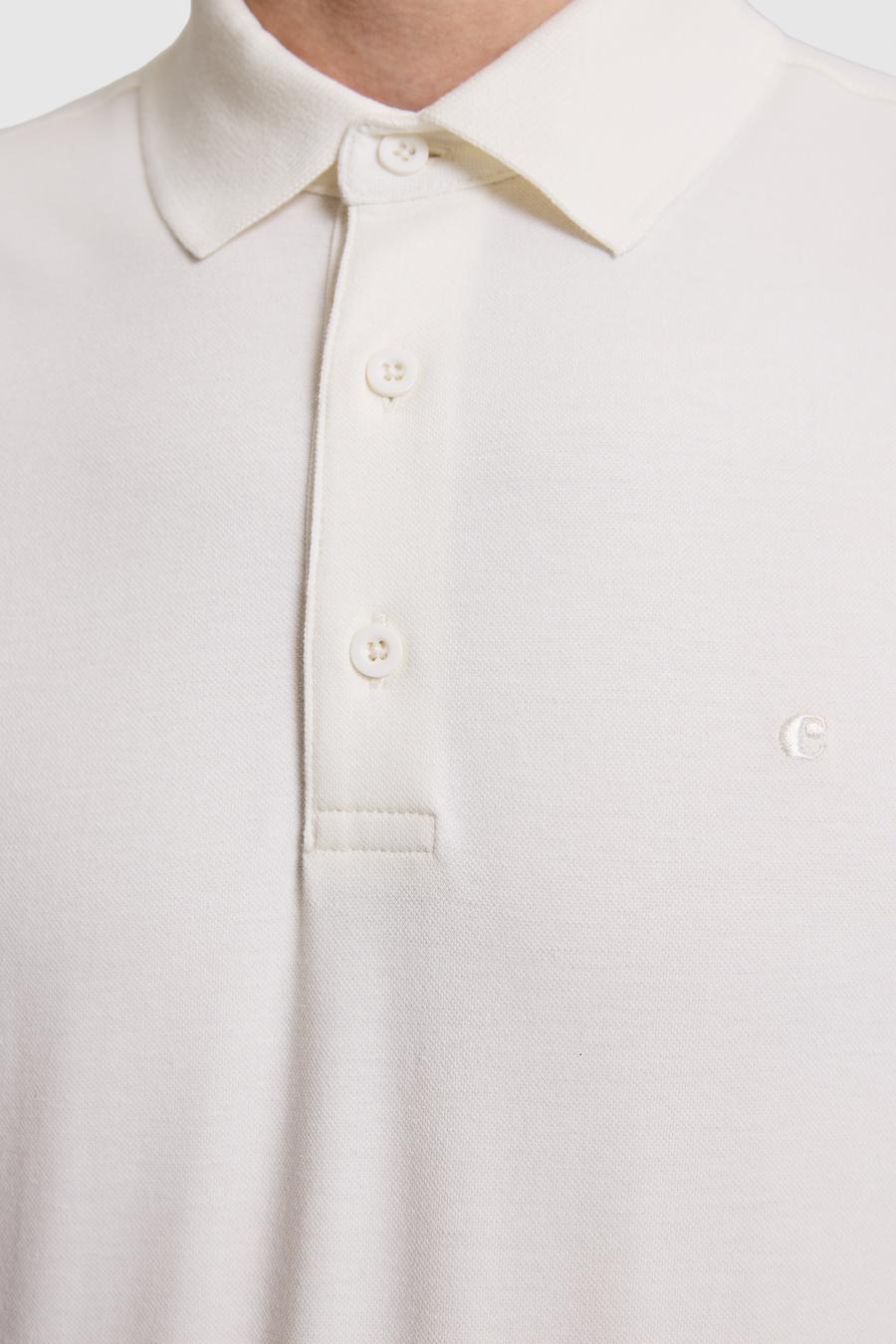 Bej Slim Fit Pamuk Karışımlı Düğmeli Polo Yaka Basic T-shirt - 50328375010
